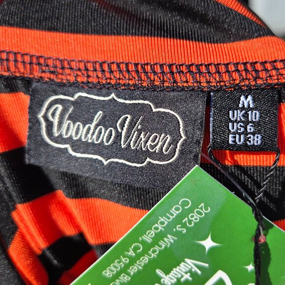 Orange/Black Striped Voodoo Vixen Fit and Flare Dress NWT - Picture 9 of 11